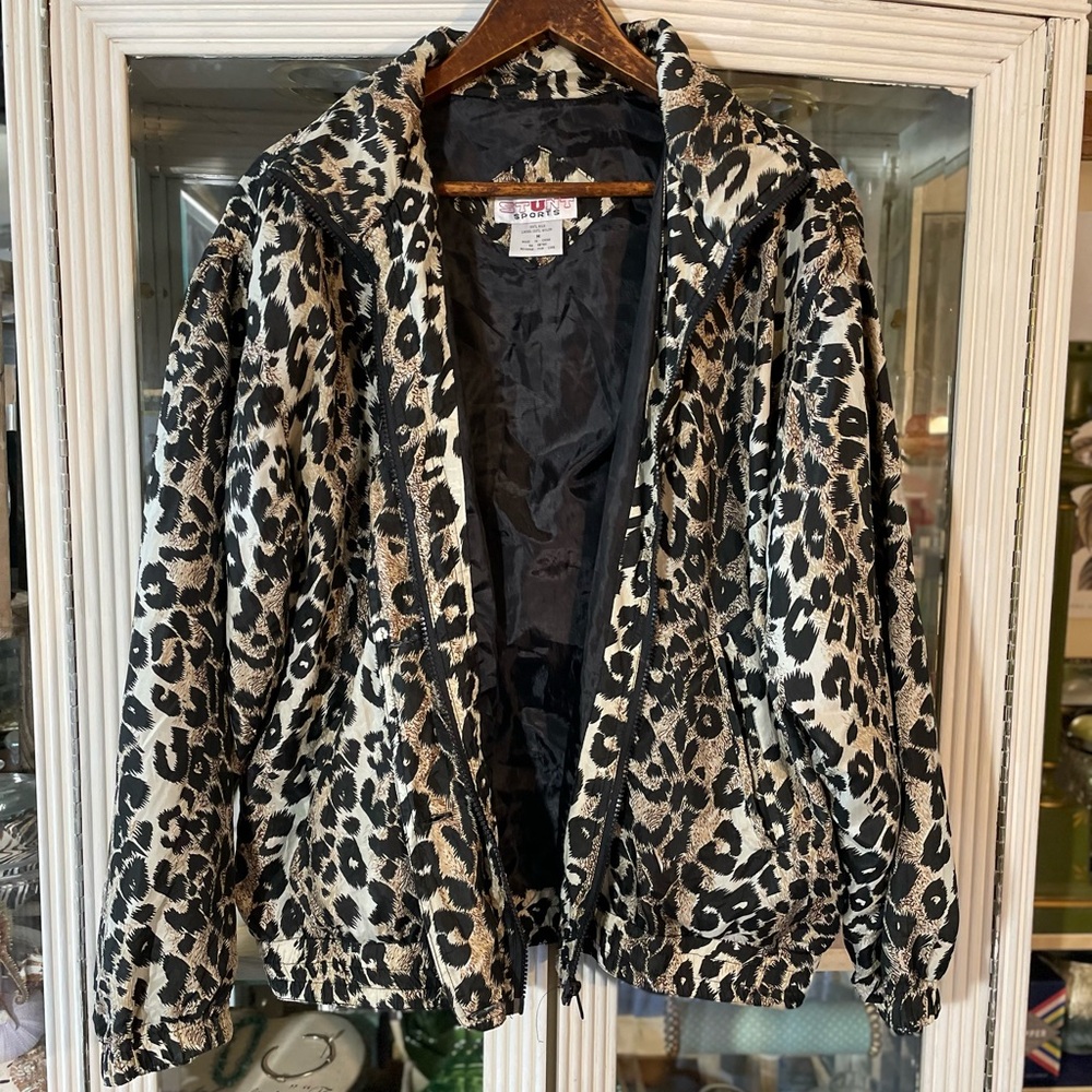 Vintage Stunt Sports leopard print silk women’s jacket M